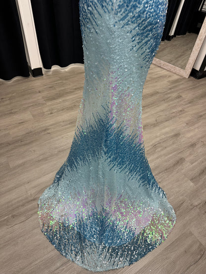 Blue Ombré Sequin Dress