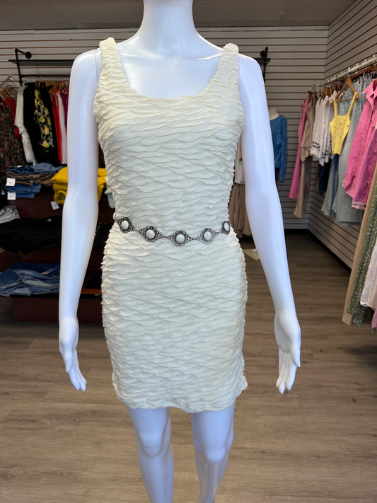 Cream Bodycon Textured Dress
