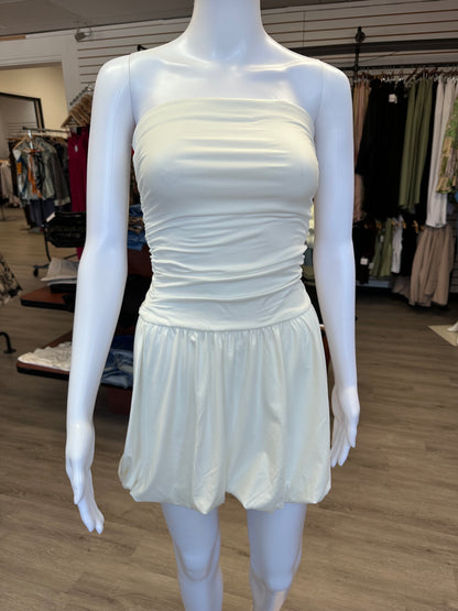 White Strapless Bubble Dress