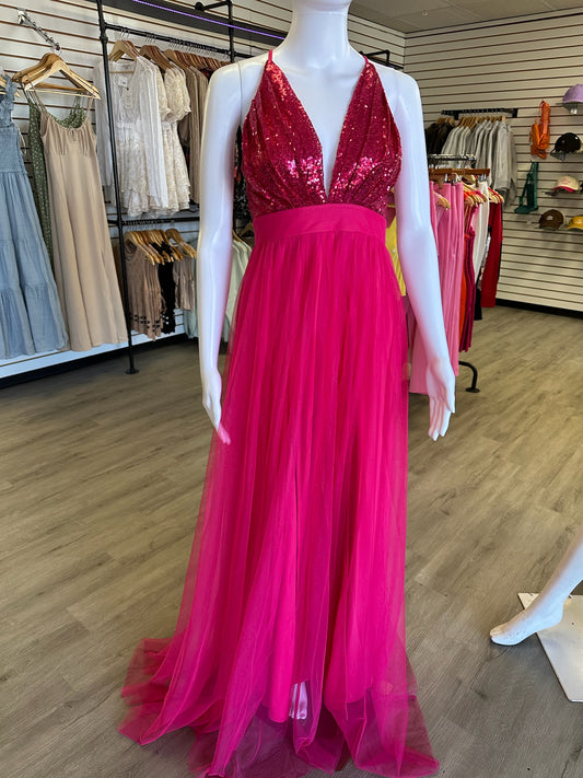 Pink Maxi Sequin Dress