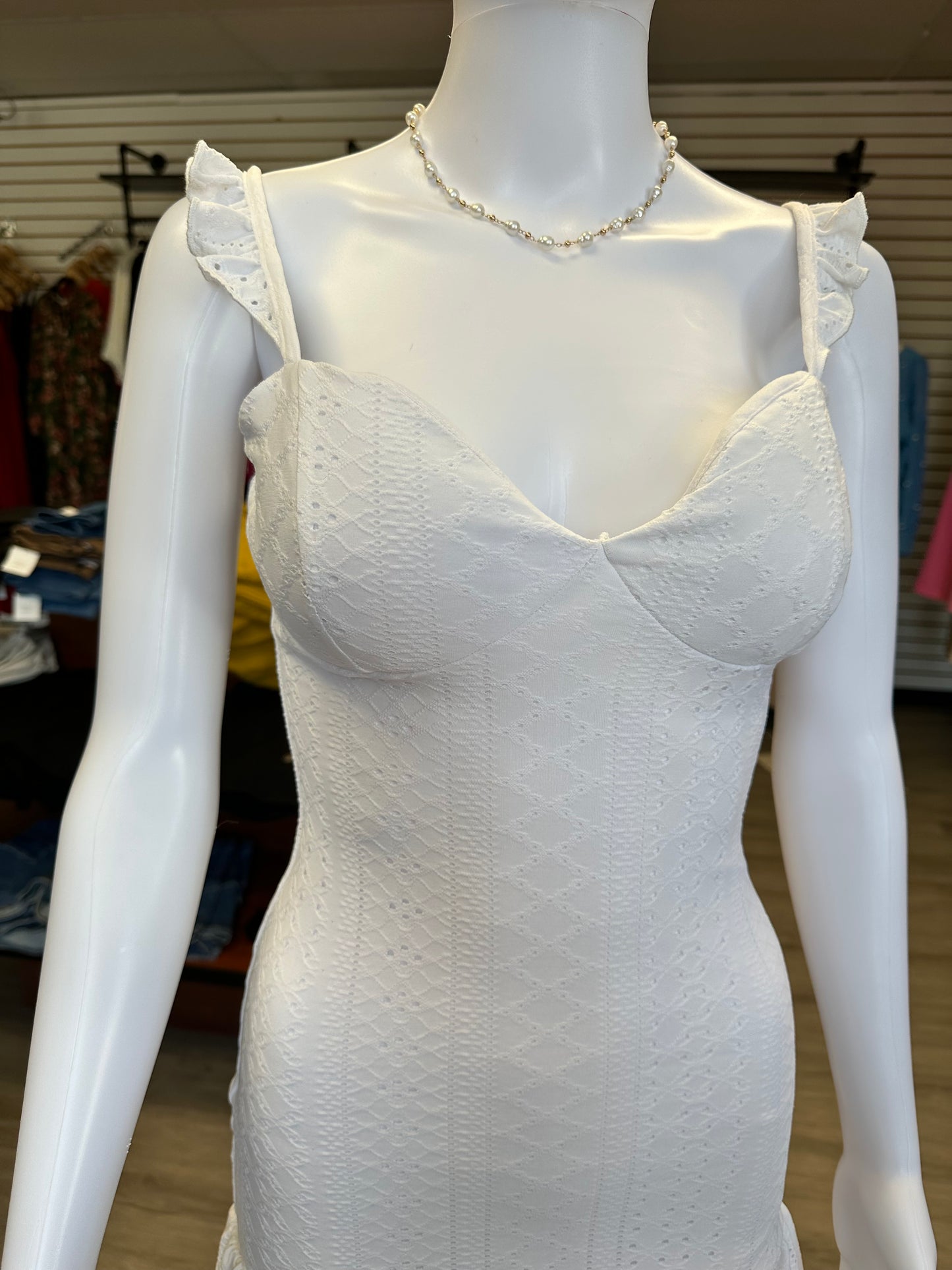 White Drop Waist Eyelet Dress