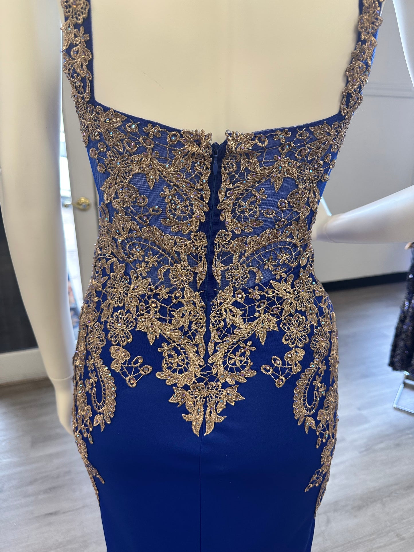 Royal Blue & Gold Fitted Dress