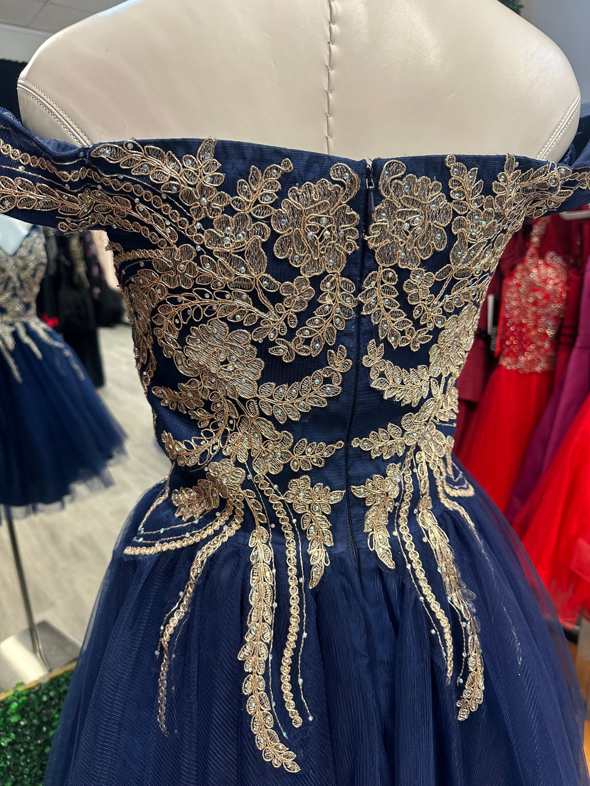 Blue and Gold Embroidered Dress
