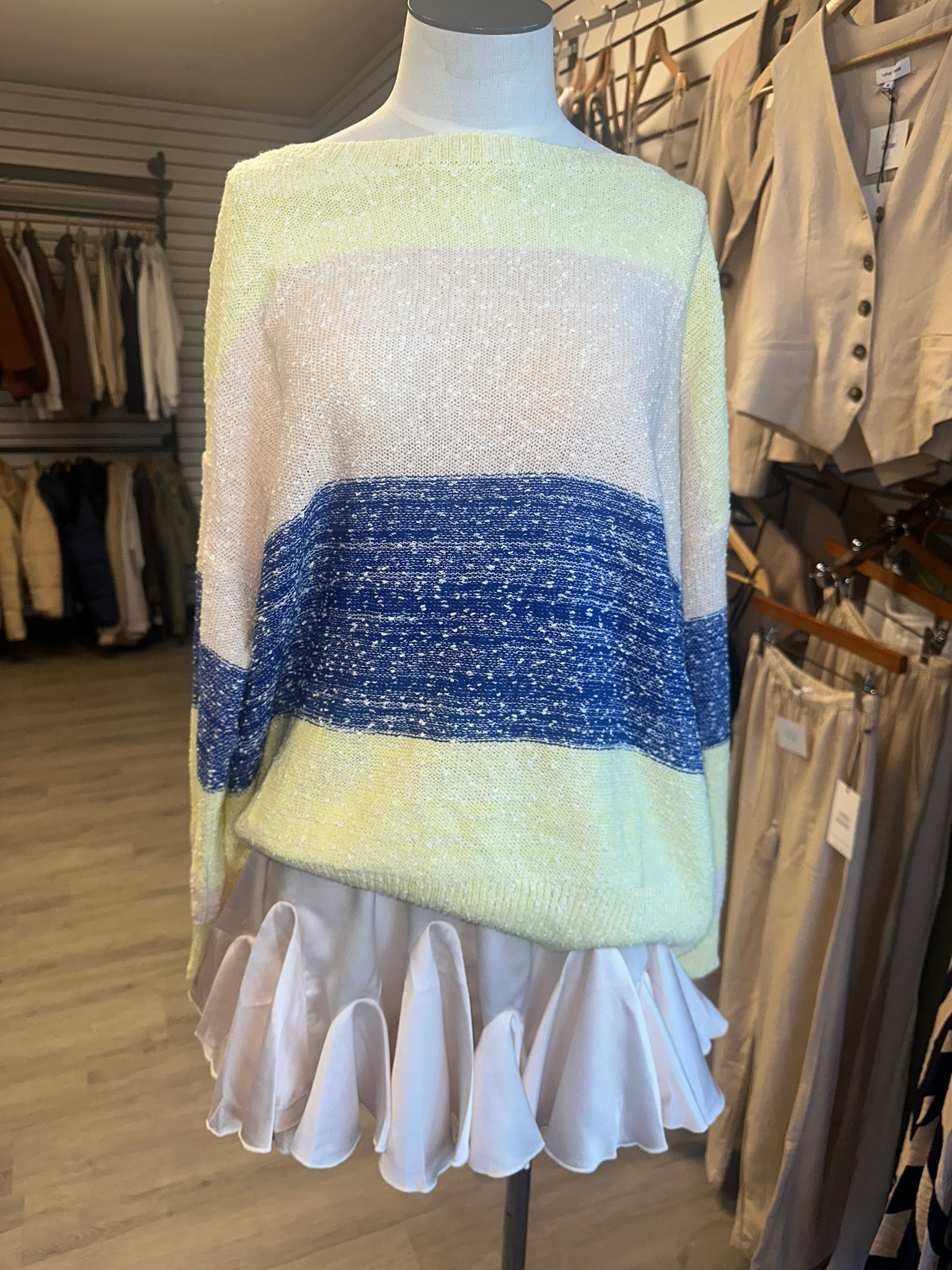 Umgee Yellow Striped Cozy Sweater