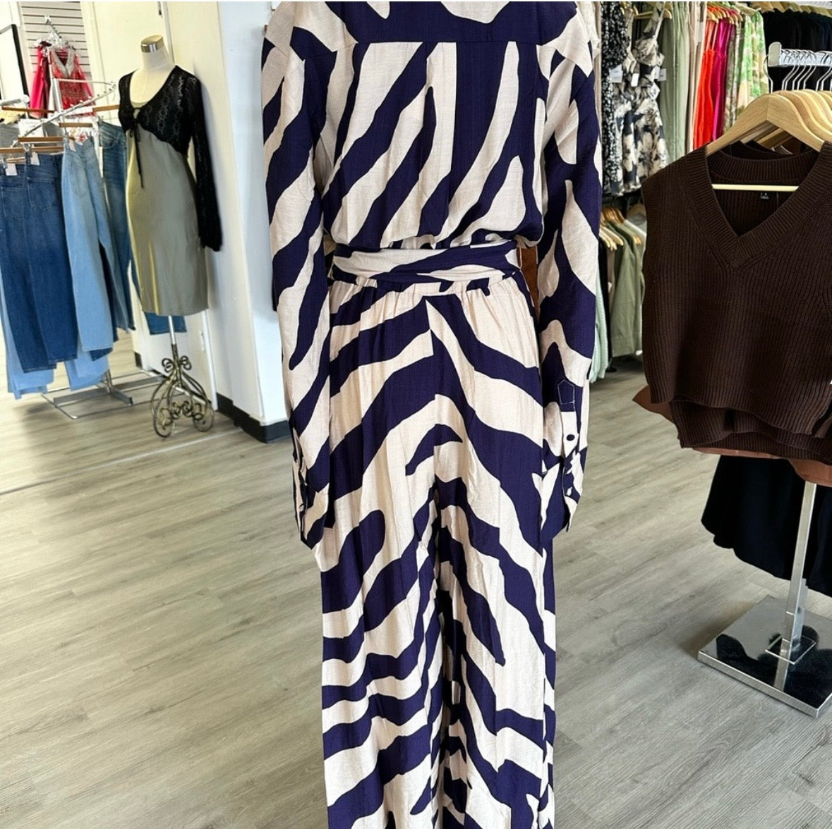 Safari Animal Pring Wide Leg Romper