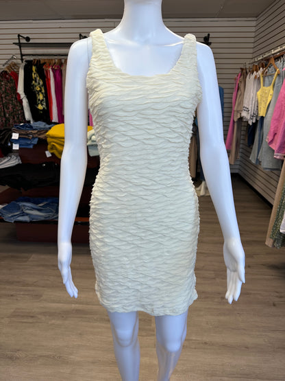 Cream Bodycon Textured Dress