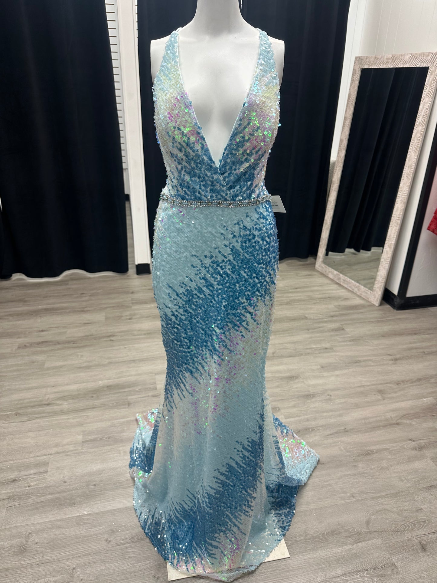 Blue Ombré Sequin Dress