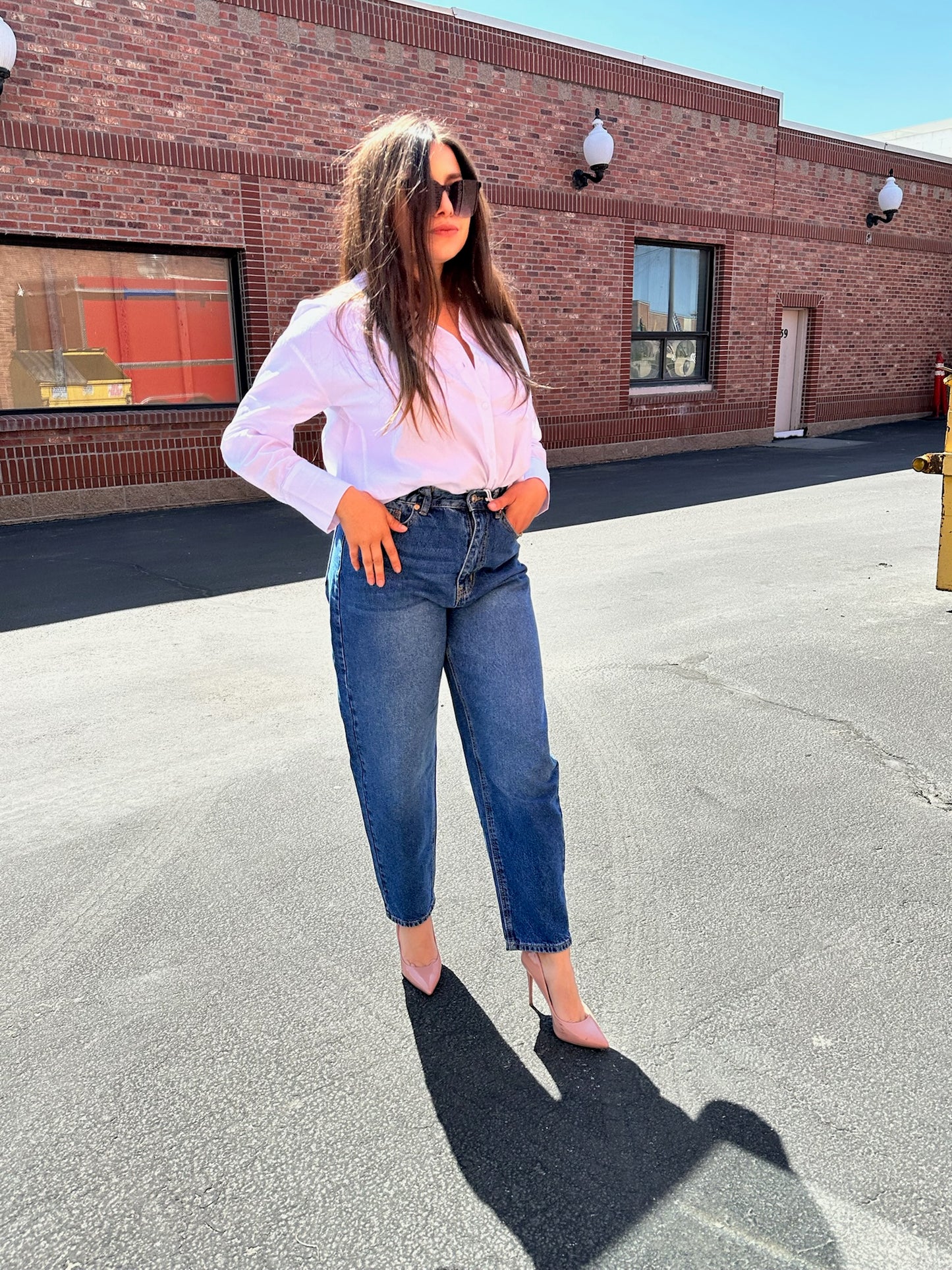 High Waist Medium Wash Mom Jeans