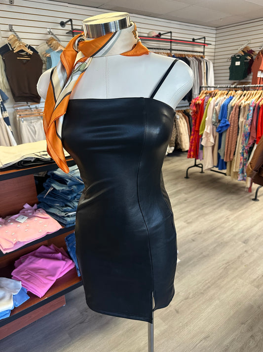 Faux Leather Fitted Mini Dress