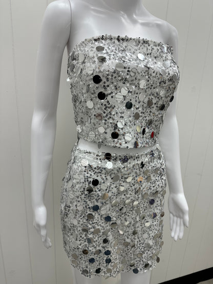 Disco Sequin 2 Piece Skirt Set