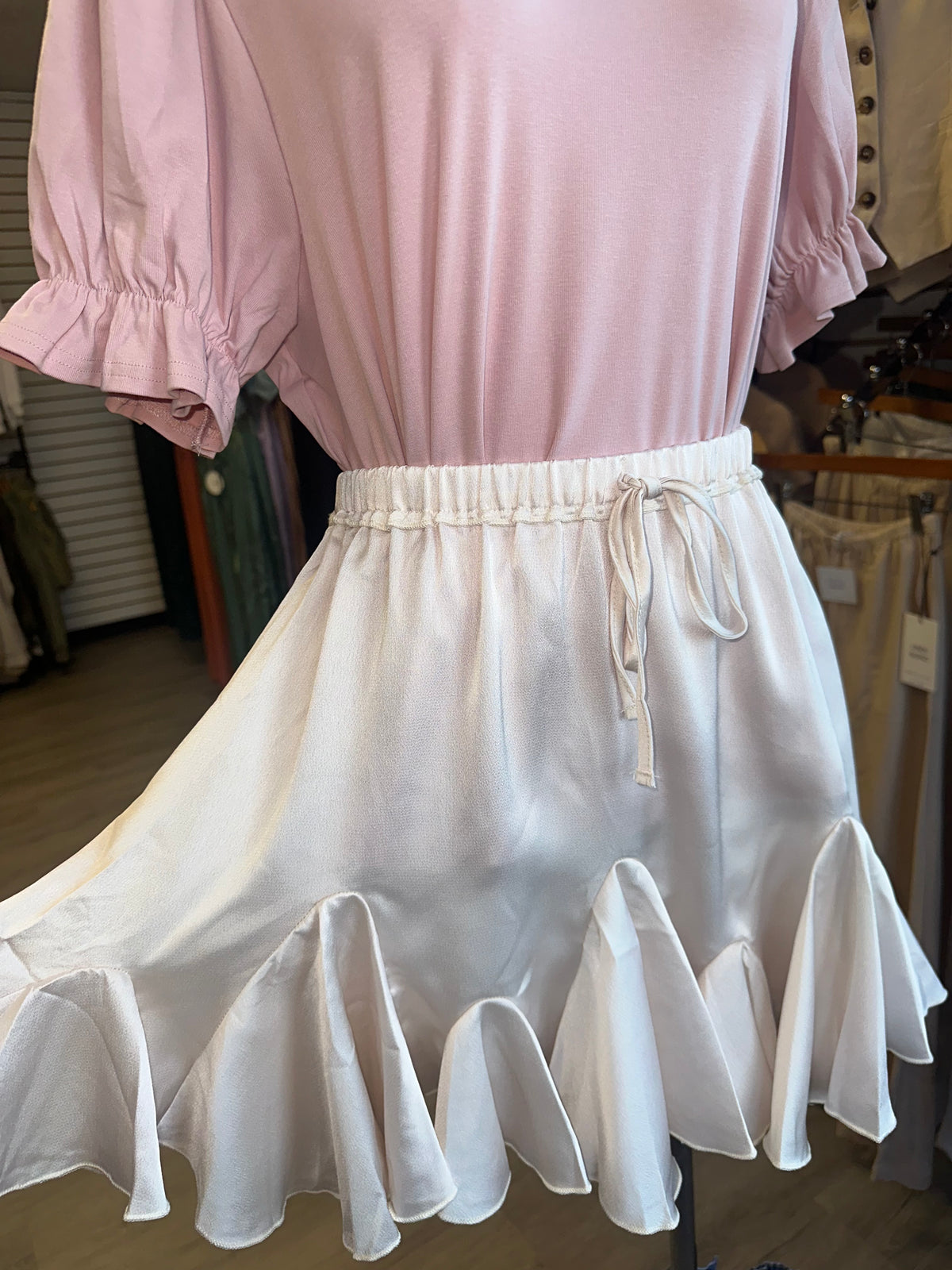 Umgee Light Beige Flowy Skirt