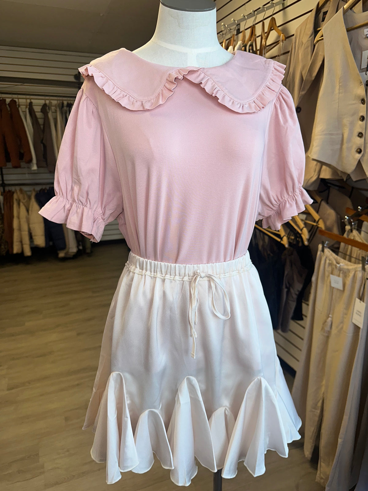 Umgee Light Pink Collared Blouse