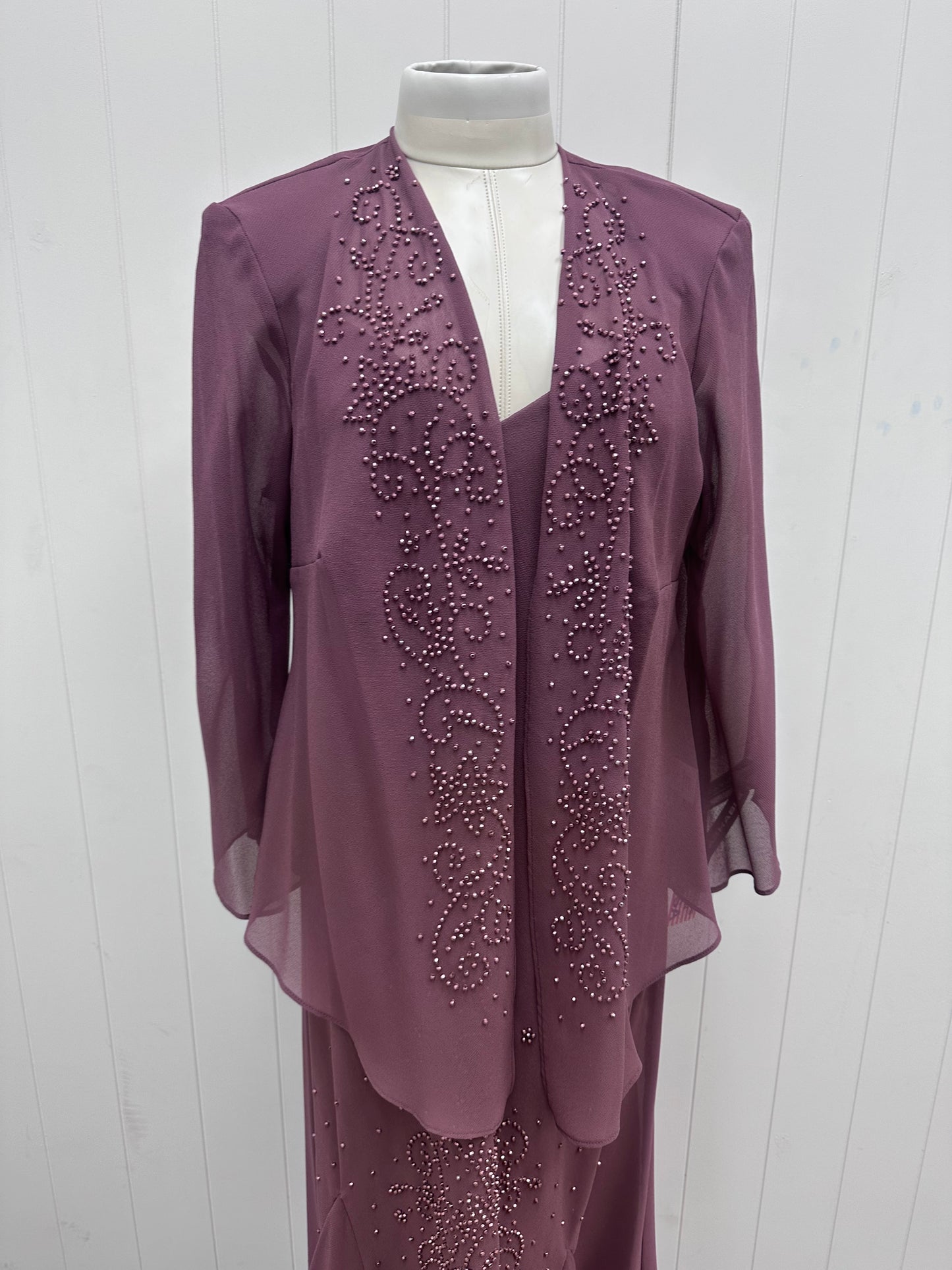 Dusty Plum Embellished Dress with Jacket