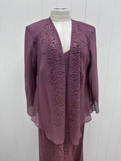 Dusty Plum Embellished Dress with Jacket