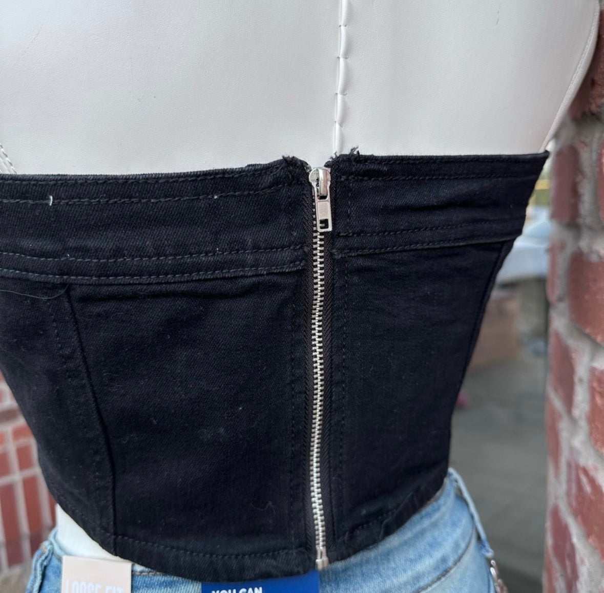 Black Western Strapless Top