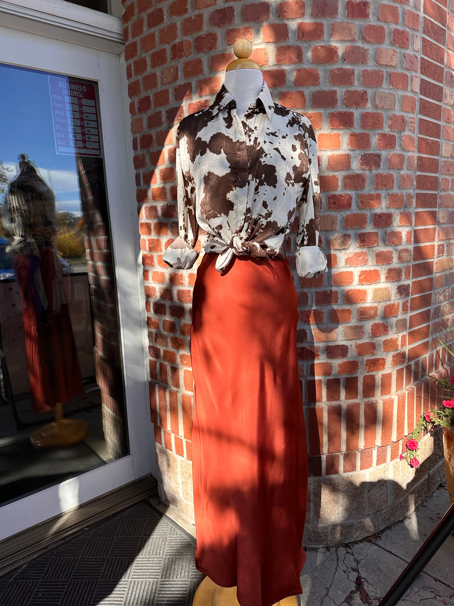 Rust Satin Maxi Skirt
