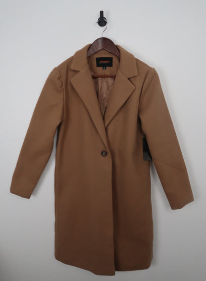 The City Chic Camel Faux Wool Long Trench Coat