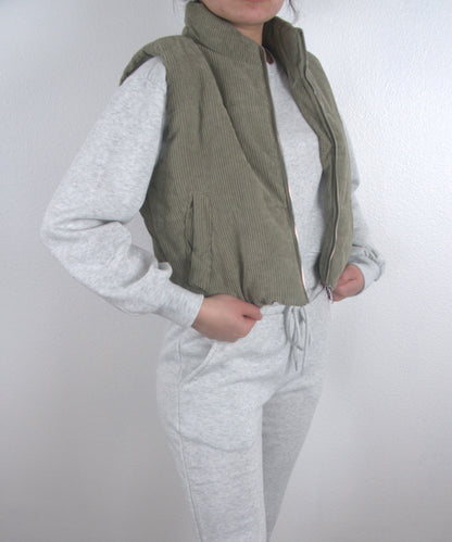 The Corduroy Cropped Puffer Vest