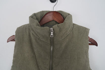 The Corduroy Cropped Puffer Vest
