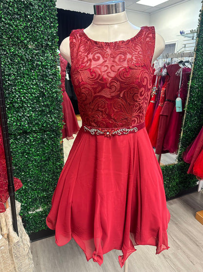 Burgundy Lace Sleeveless Mini Dress