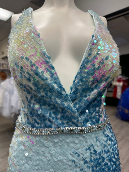Blue Ombré Sequin Dress