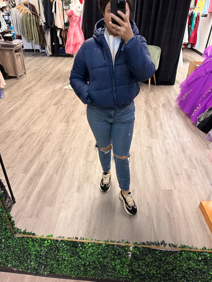 Cropped Hooded Puffer Jacket
