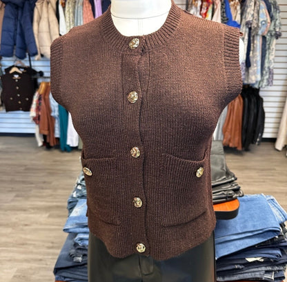 Brown Knit Sweater Vest
