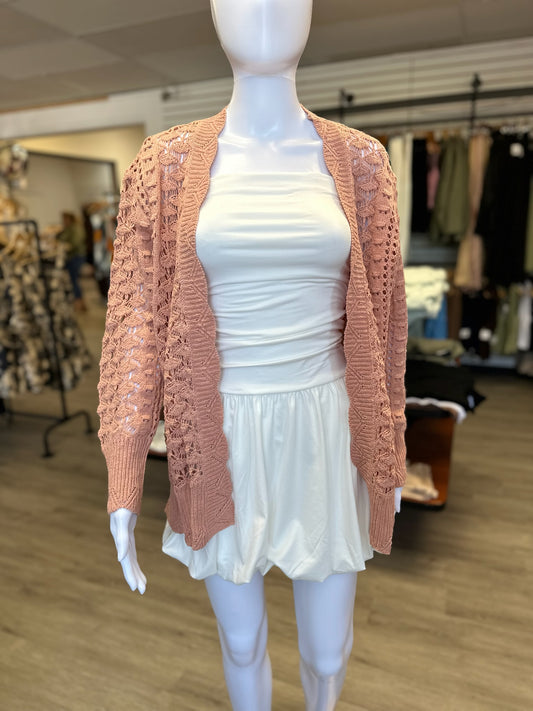 Pink Knit Open Cardigan
