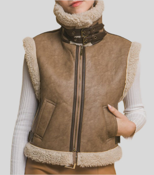 Faux Sherpa Lined Brown Vest