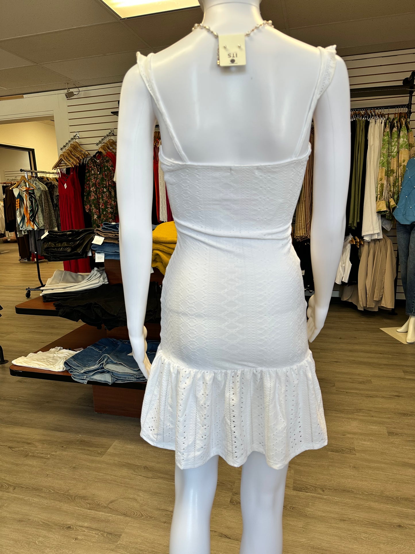 White Drop Waist Eyelet Dress