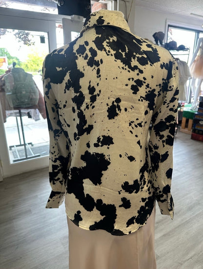 Western Cow Print Buton Down Blouse