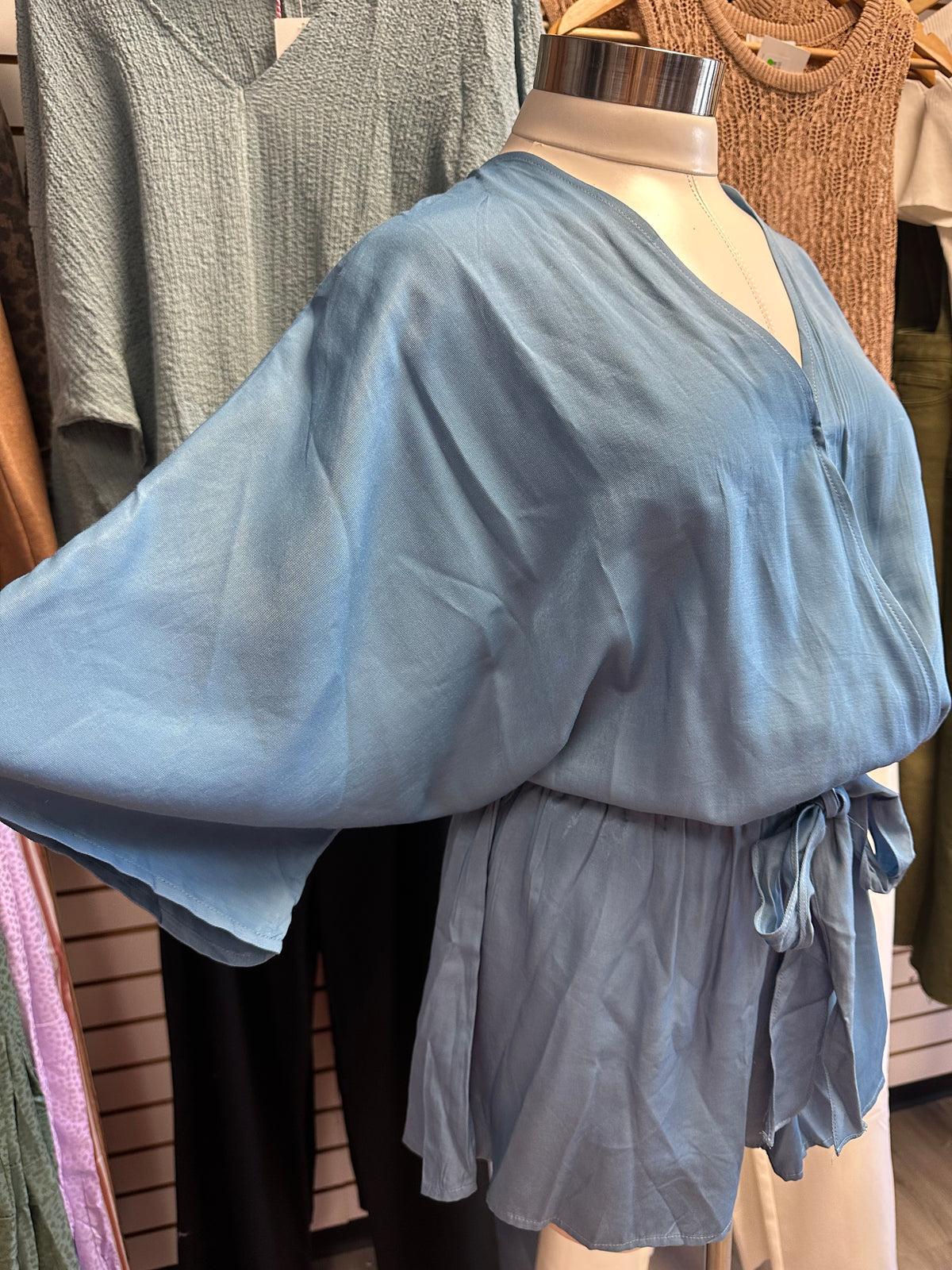 Satin V Neck Wrap Romper