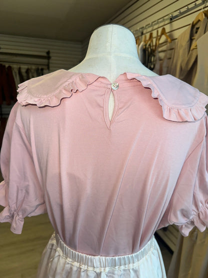 Umgee Light Pink Collared Blouse