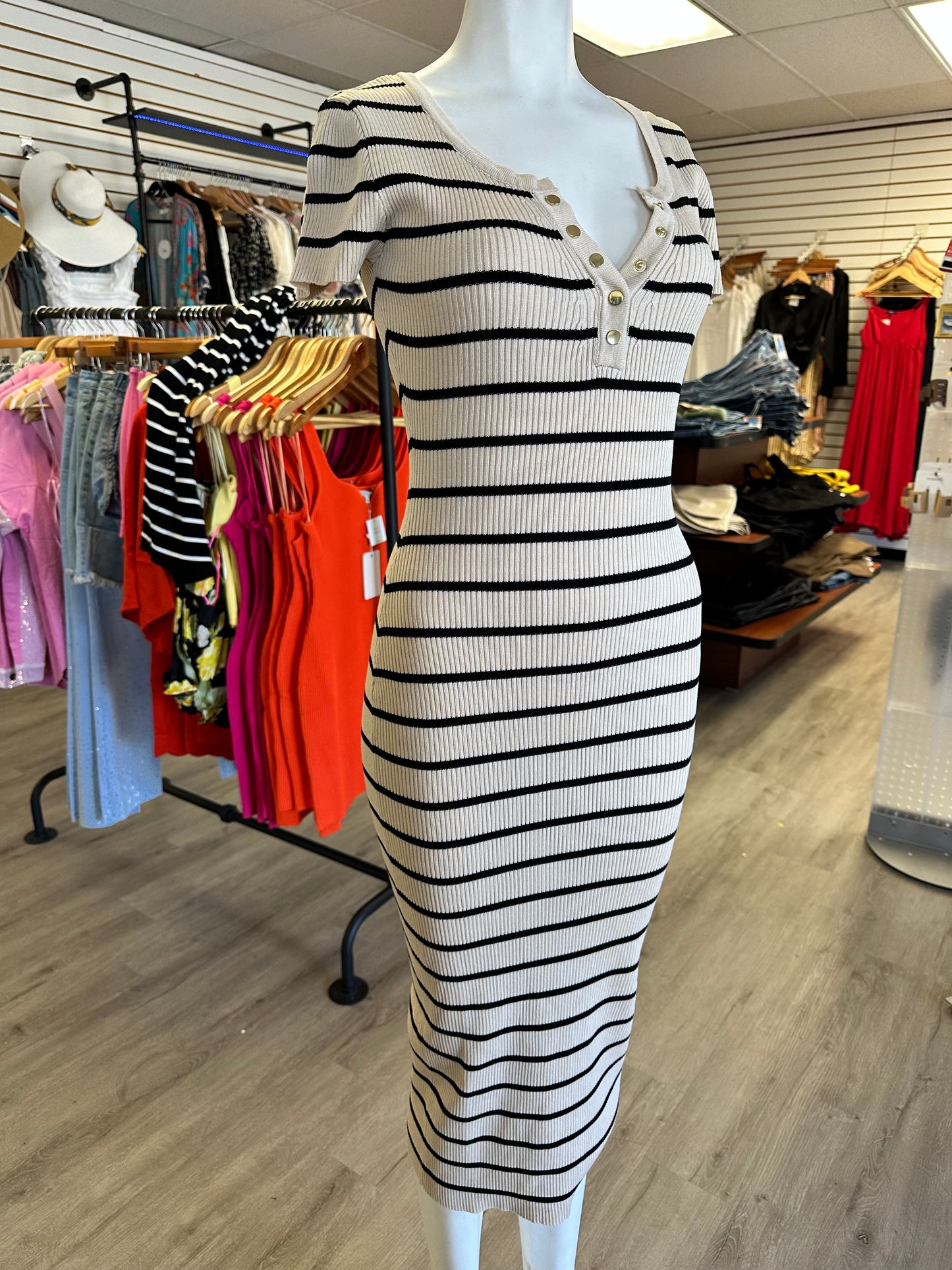Striped Midi Bodycon Dress