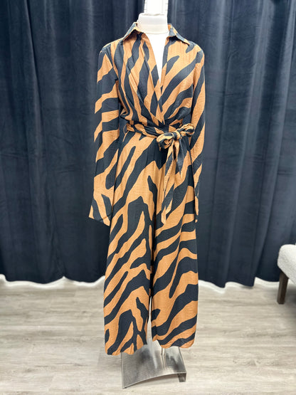 Safari Animal Pring Wide Leg Romper