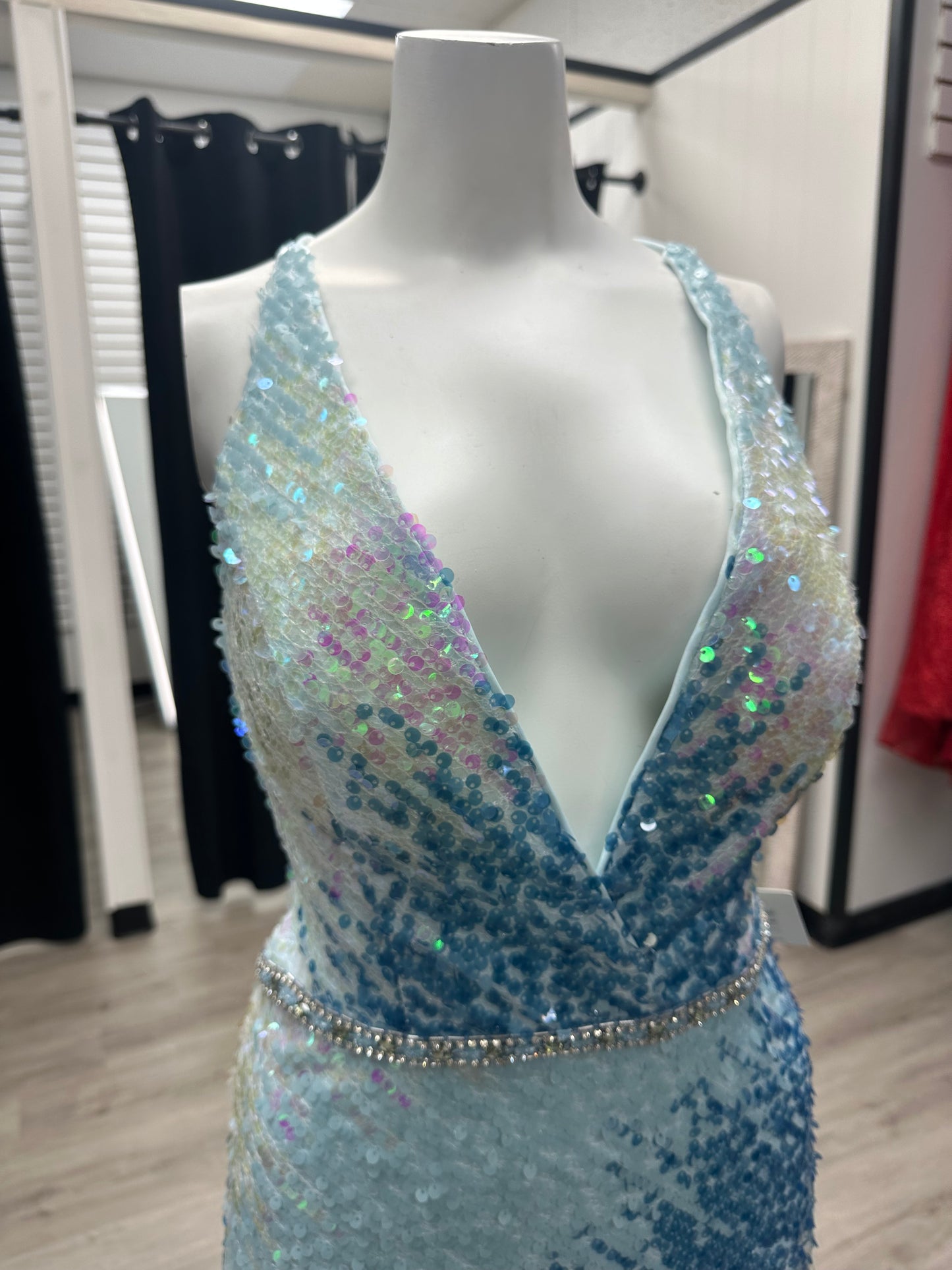Blue Ombré Sequin Dress