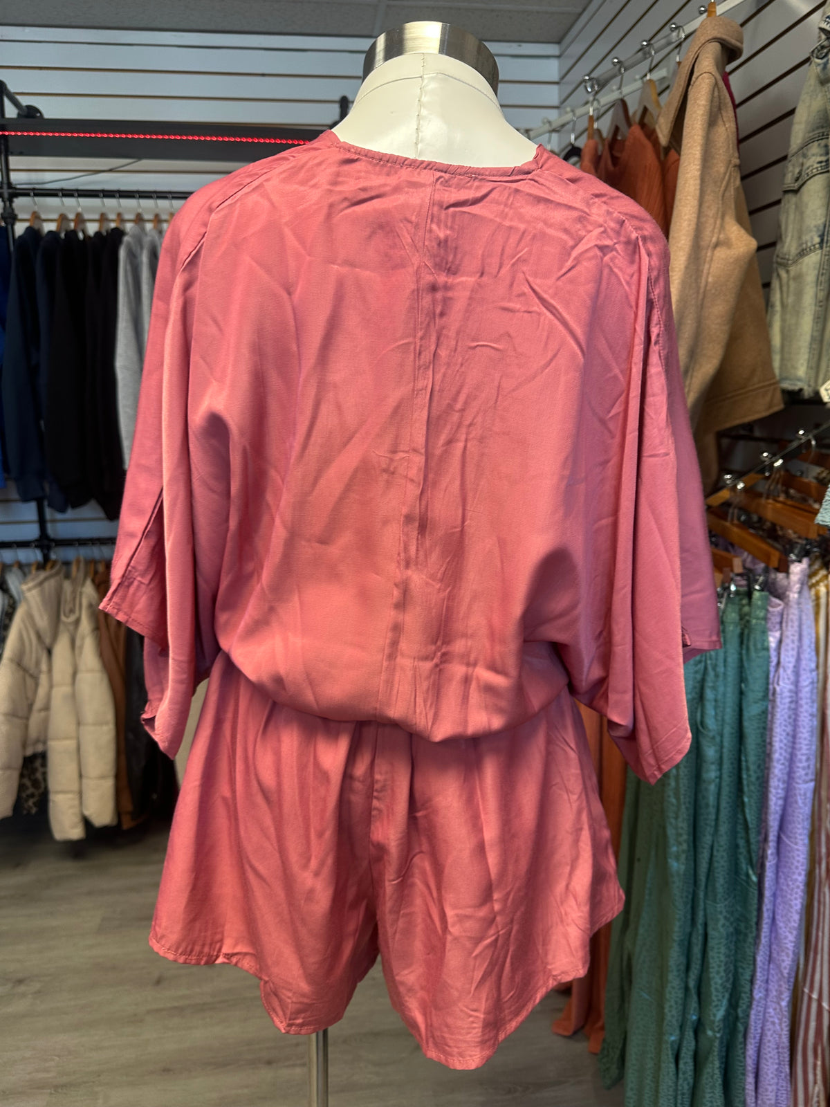 Satin V Neck Wrap Romper
