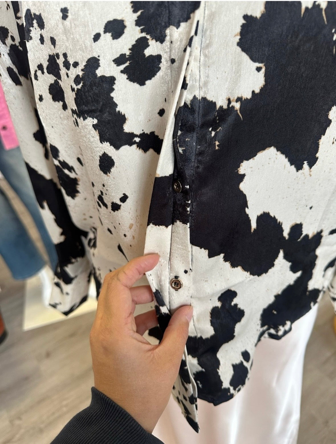 Western Cow Print Buton Down Blouse