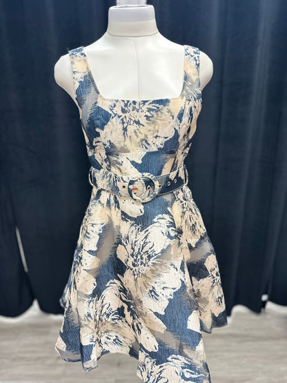 Black Floral Fit and Flare Short Dress