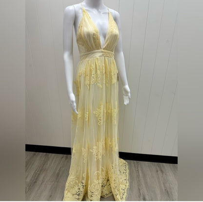 Butter Yellow Floral Maxi Dress