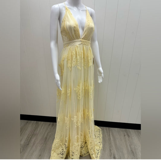Butter Yellow Floral Maxi Dress