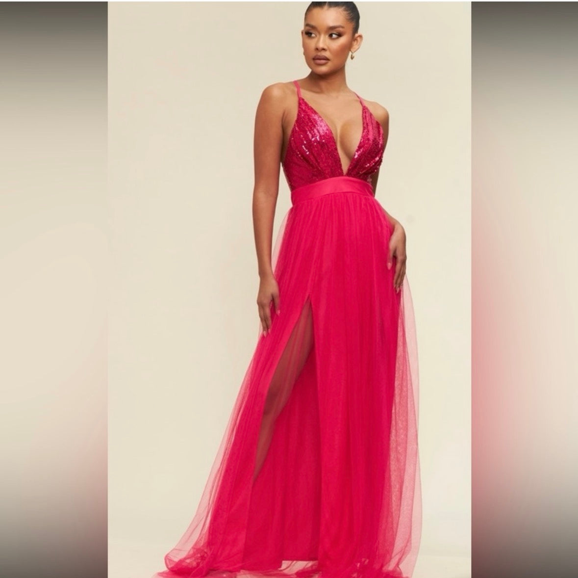 Pink Maxi Sequin Dress