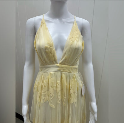 Butter Yellow Floral Maxi Dress