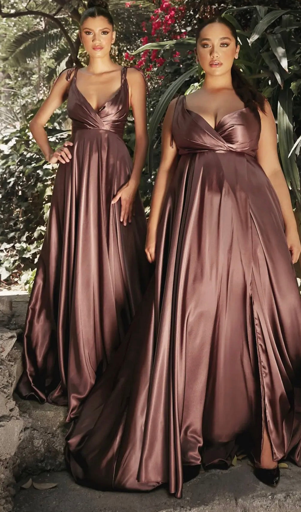 Brown Satin A Line Dress