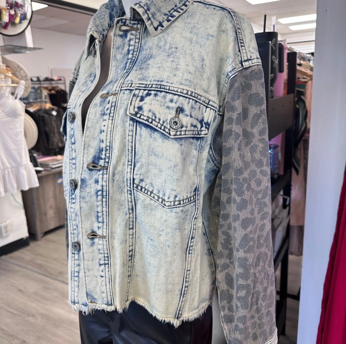 Leopard Print Denim Jacket