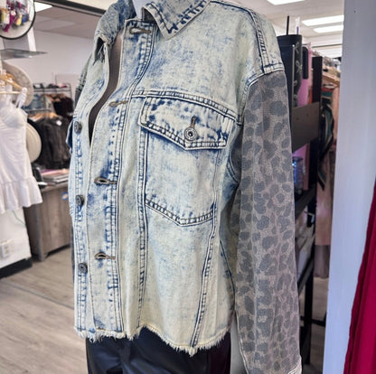 Leopard Print Denim Jacket