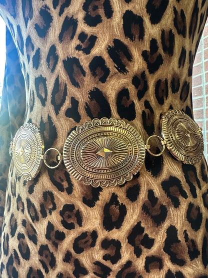 Large Gold Western Oval Belt