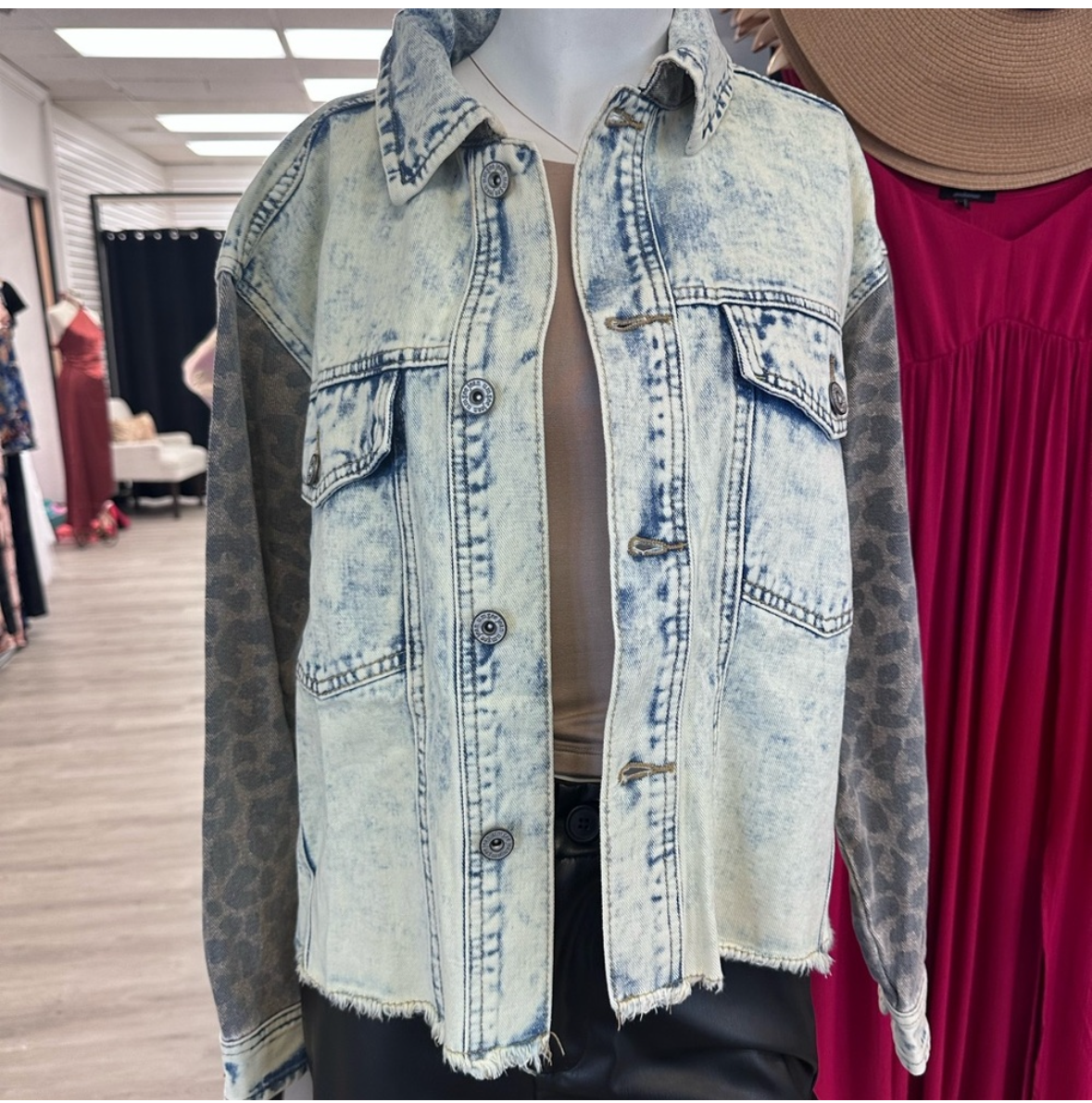 Leopard Print Denim Jacket