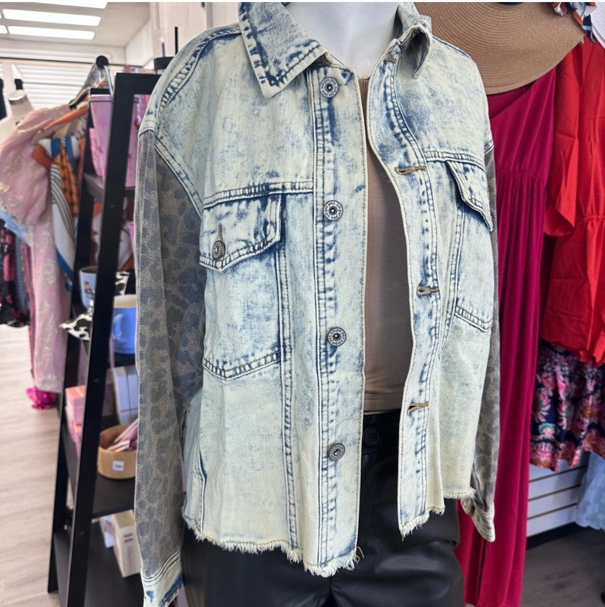 Leopard Print Denim Jacket