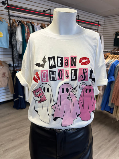 Spooky Mean Ghouls White Graphic Tee